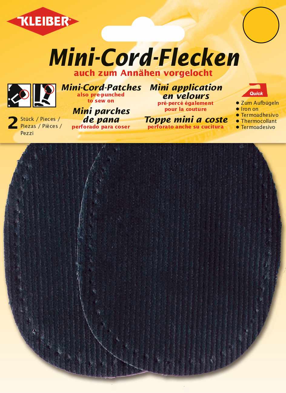 393-04 - MINI CORD PATCH IRON ON 11 X 8.5cm  NAVY BLUE (2 pcs)