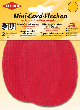 393-08 - MINI CORD PATCH IRON ON 11 X 8.5cm  RED (2 pcs)