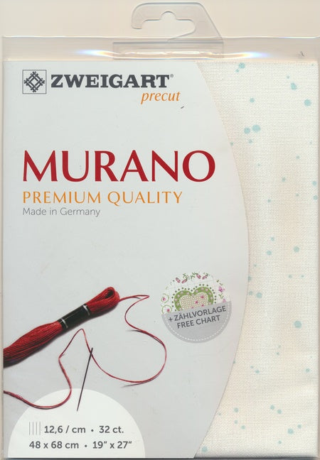 3984-1299-PK - MURANO E/WEAVE 32CT (48x68) 1299 WHITE with a  BLUE SPLASH