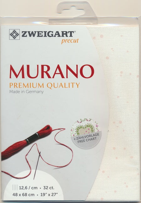 3984-1319-PK - MURANO E/WEAVE 32CT (48x68) 1319 WHITE with a PINK SPLASH