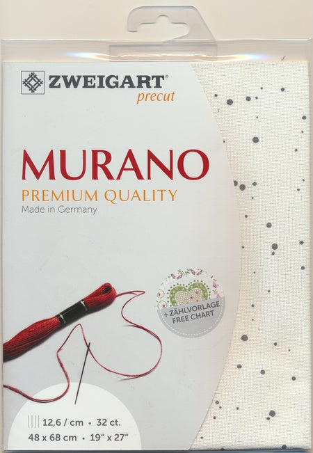 3984-1329-PK - MURANO E/WEAVE 32CT (48x68) 1319 WHITE with a BLACK SPLASH