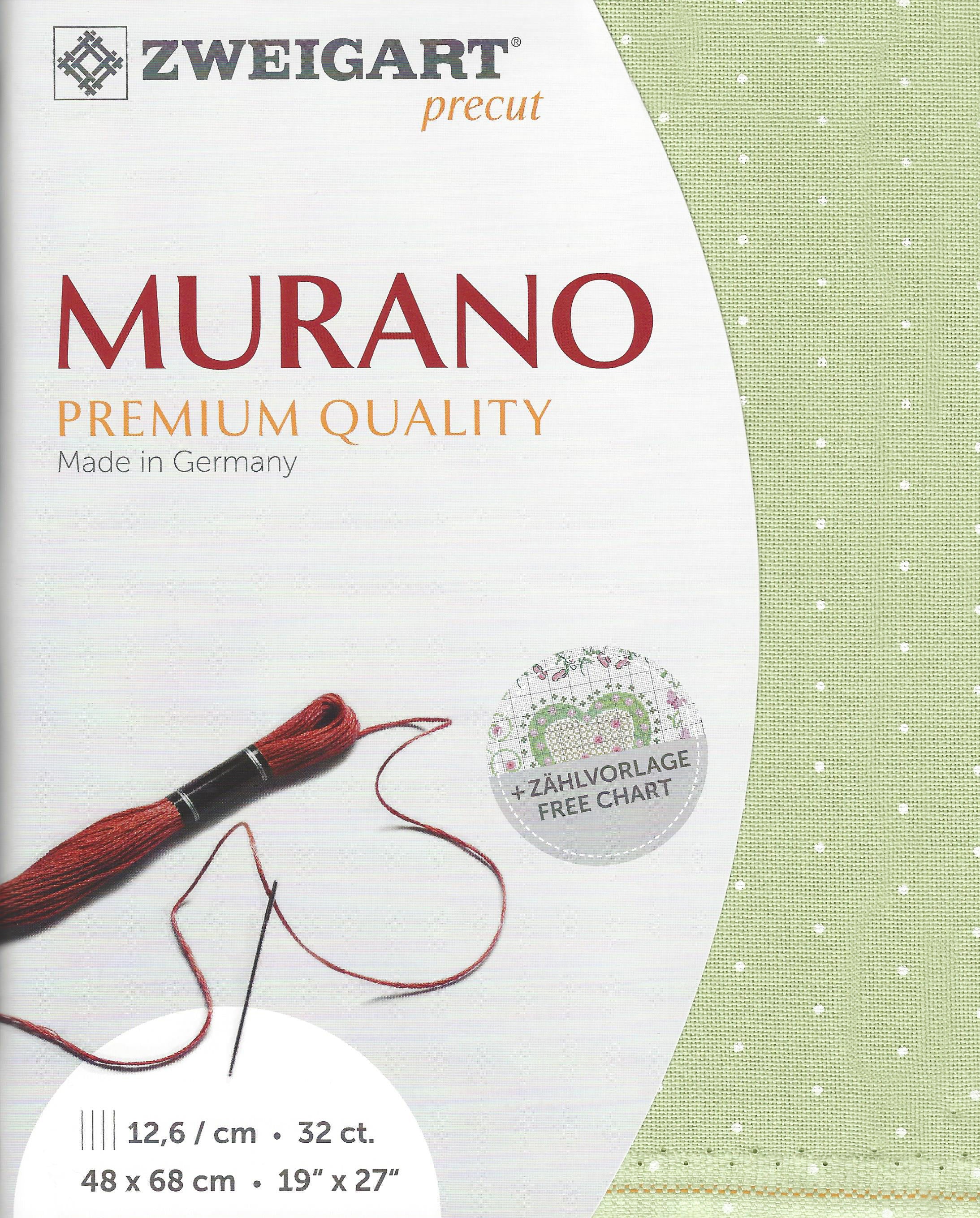 3984-6349-PK - MURANO E/WEAVE 32CT (48x68) 6349 LIGHT GREEN/WHITE MINI DOTS