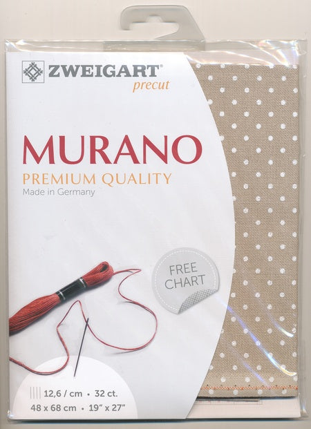 3984-7309-PK - MURANO E/WEAVE 32CT (48x68)7309 BEIGE with WHITE PETIT POINT