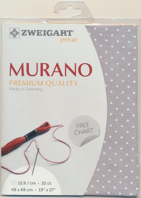 3984-7349-PK - MURANO E/WEAVE 32CT (48x68) 7349 GREY with WHITE PETIT POINT