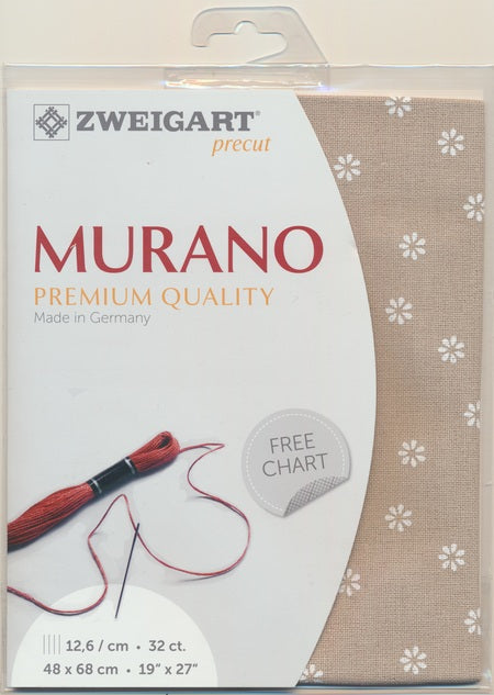 3984-7399-PK - MURANO E/WEAVE 32CT (48x68) 7399 BEIGE with WHITE FLOWER