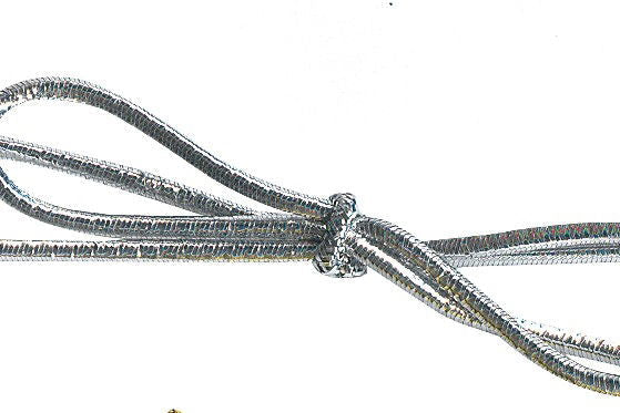 40477-150-100 - METALLIC ELASTIC LOOP & BOW 150mm SILVER