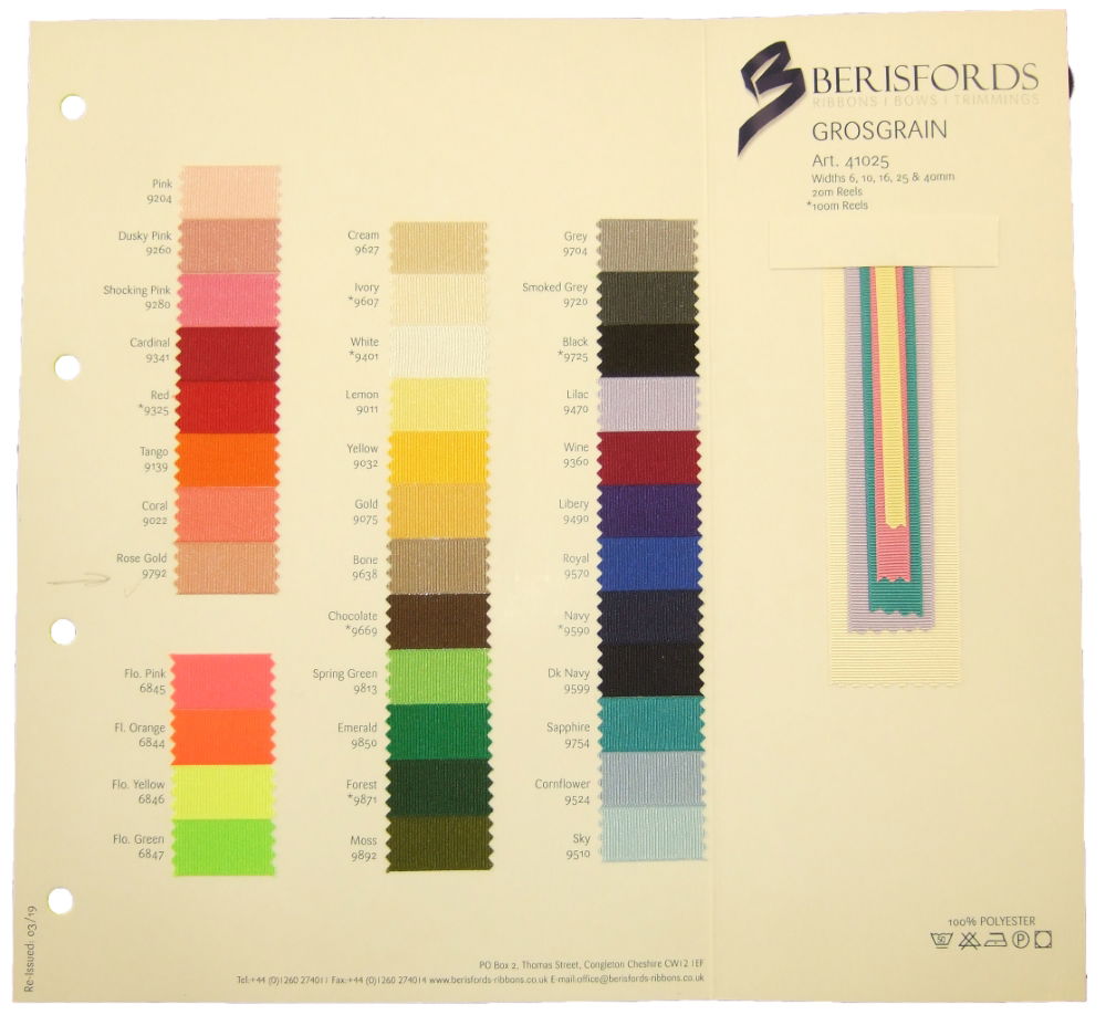 41025S - GROSGRAIN SHADE CARD