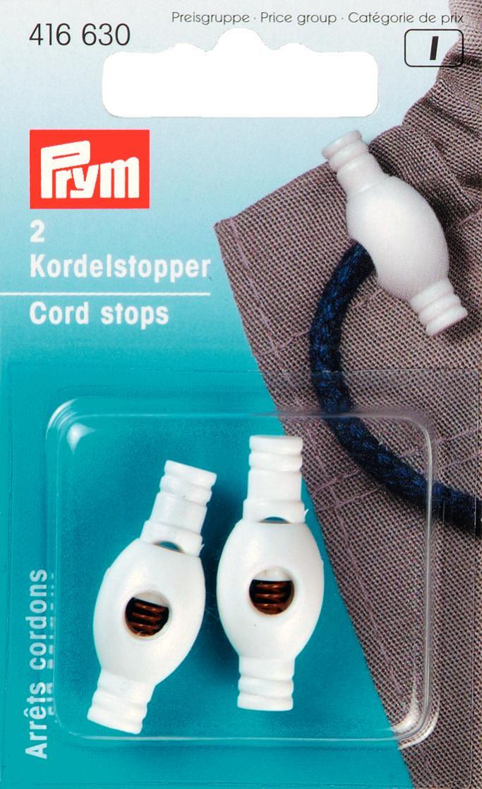 P416630  **Cord Stops 1 hole plastic white x 2pc