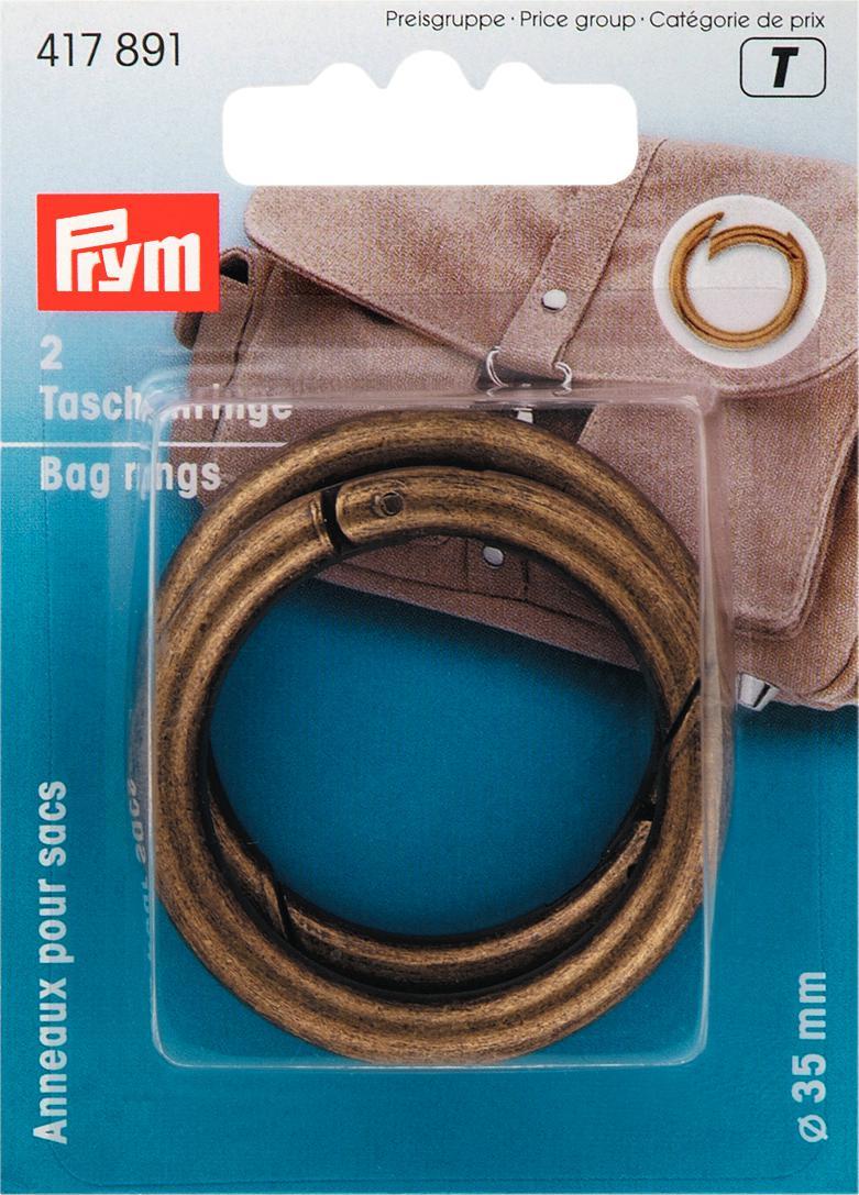 P417891 - **Bag rings 35 mm antique brass x 2pc