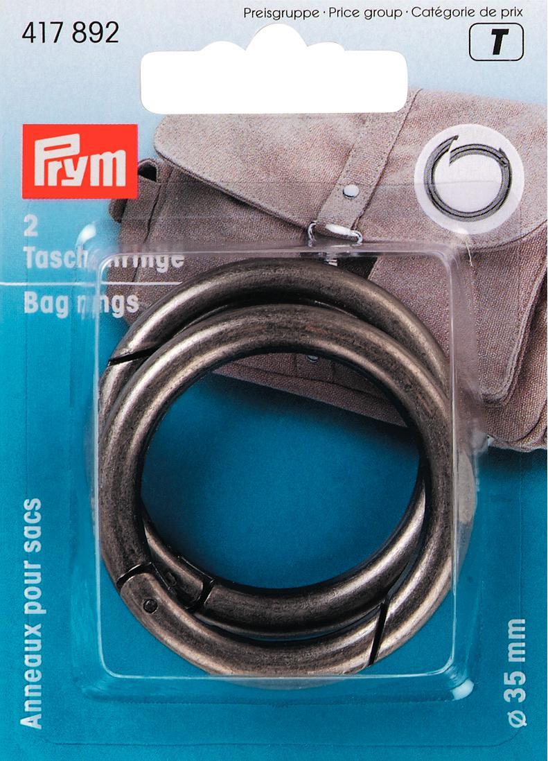 P417892 - **Bag rings 35 mm antique silver x 2pc