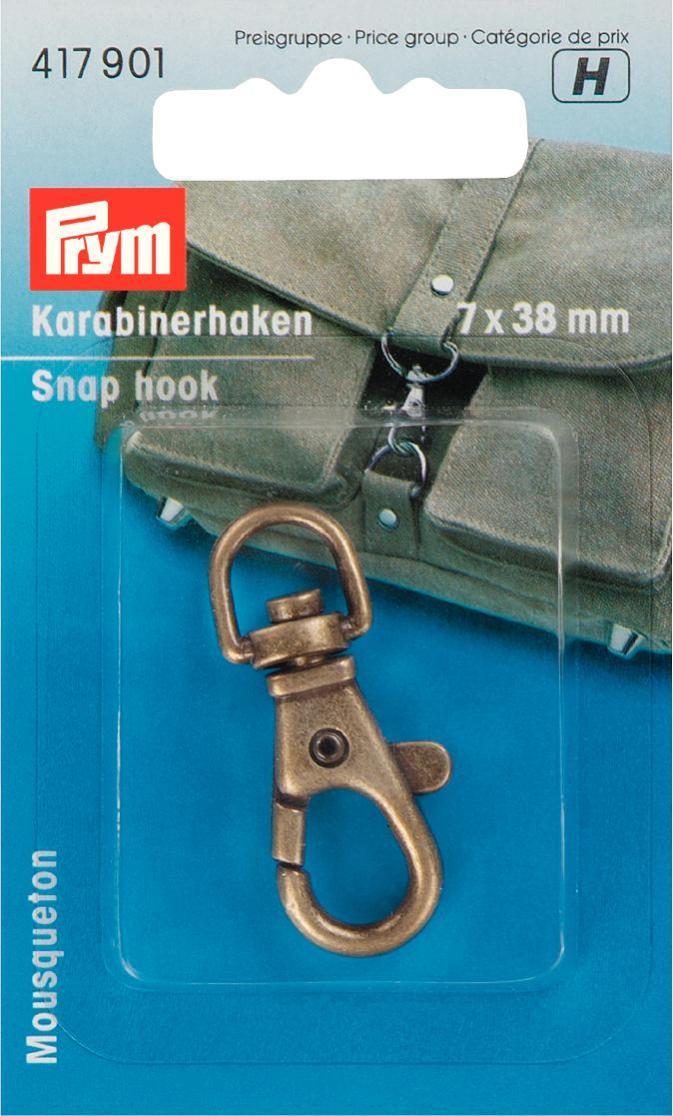 P417901 - Snap hook 7 x 38 mm antique brass x 1pc