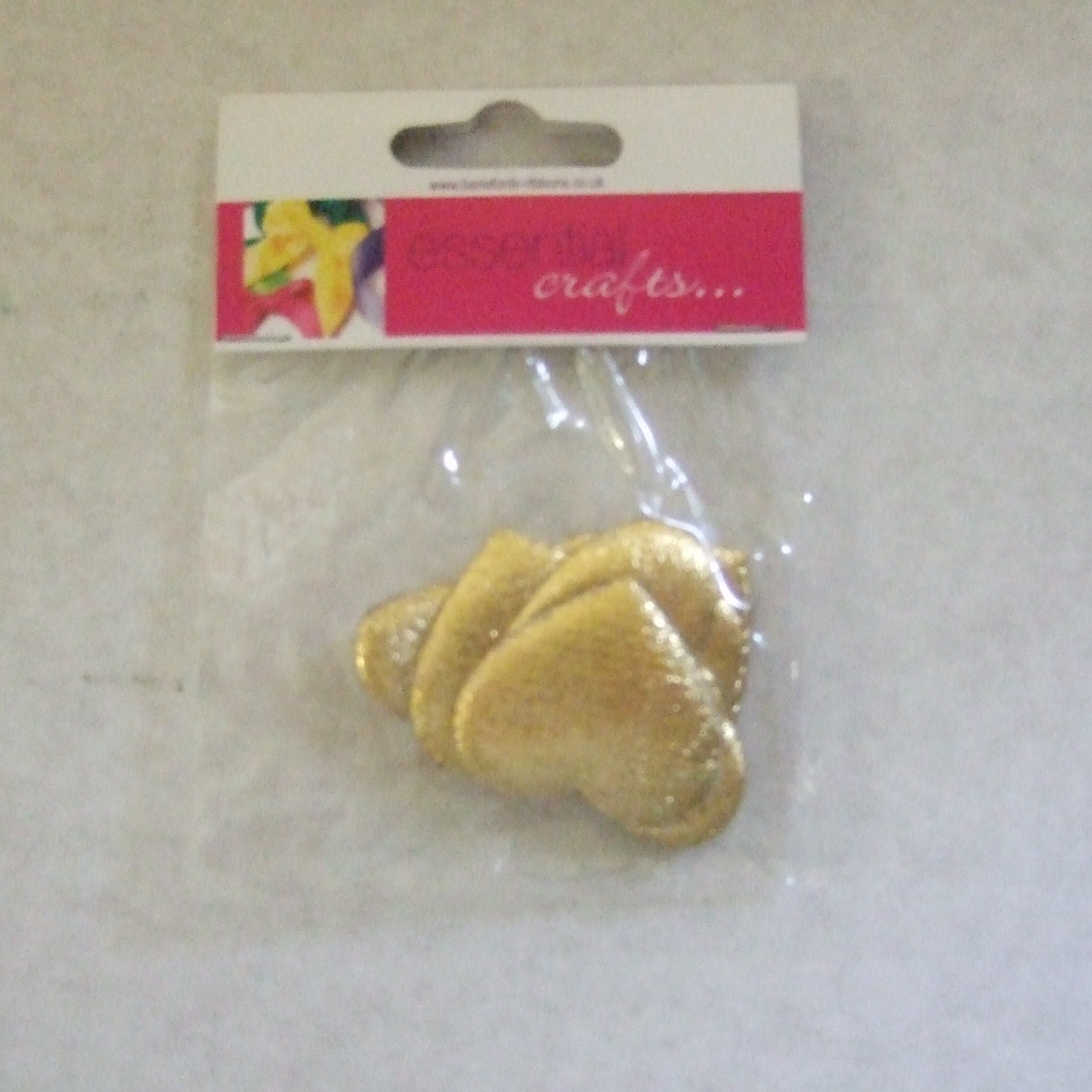 42644-200  ** METALLIC PADDED HEARTS 100 GOLD 6/PK