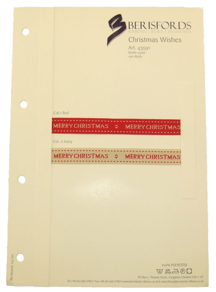 43591S - BERISFORD SHADE CARD - MERRY CHRISTMAS