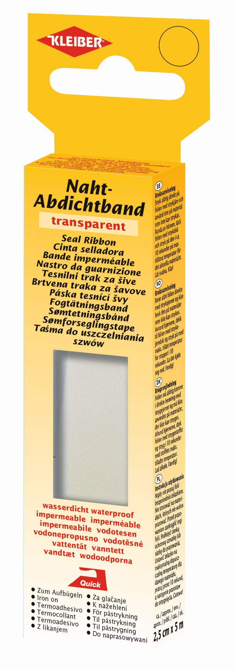 481-52 KLEIBER TRANSPARENT SEAL RIBBON 2.5cm  X 5 m