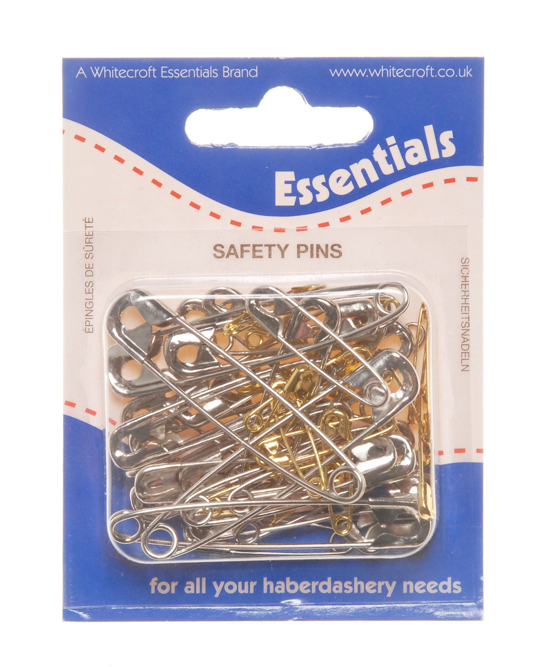58001 - BLISTER SAFETY PIN ASSORTED STEEL/BRASS 50CT