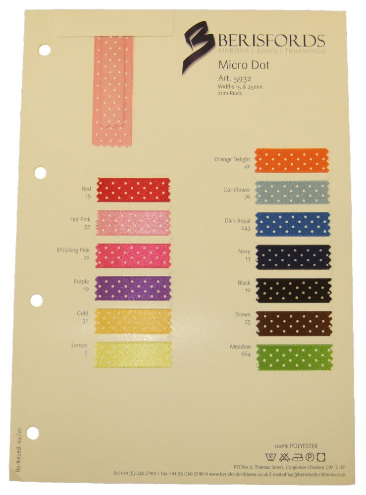 5932S - BERISFORD MICRO DOT SHADE CARD