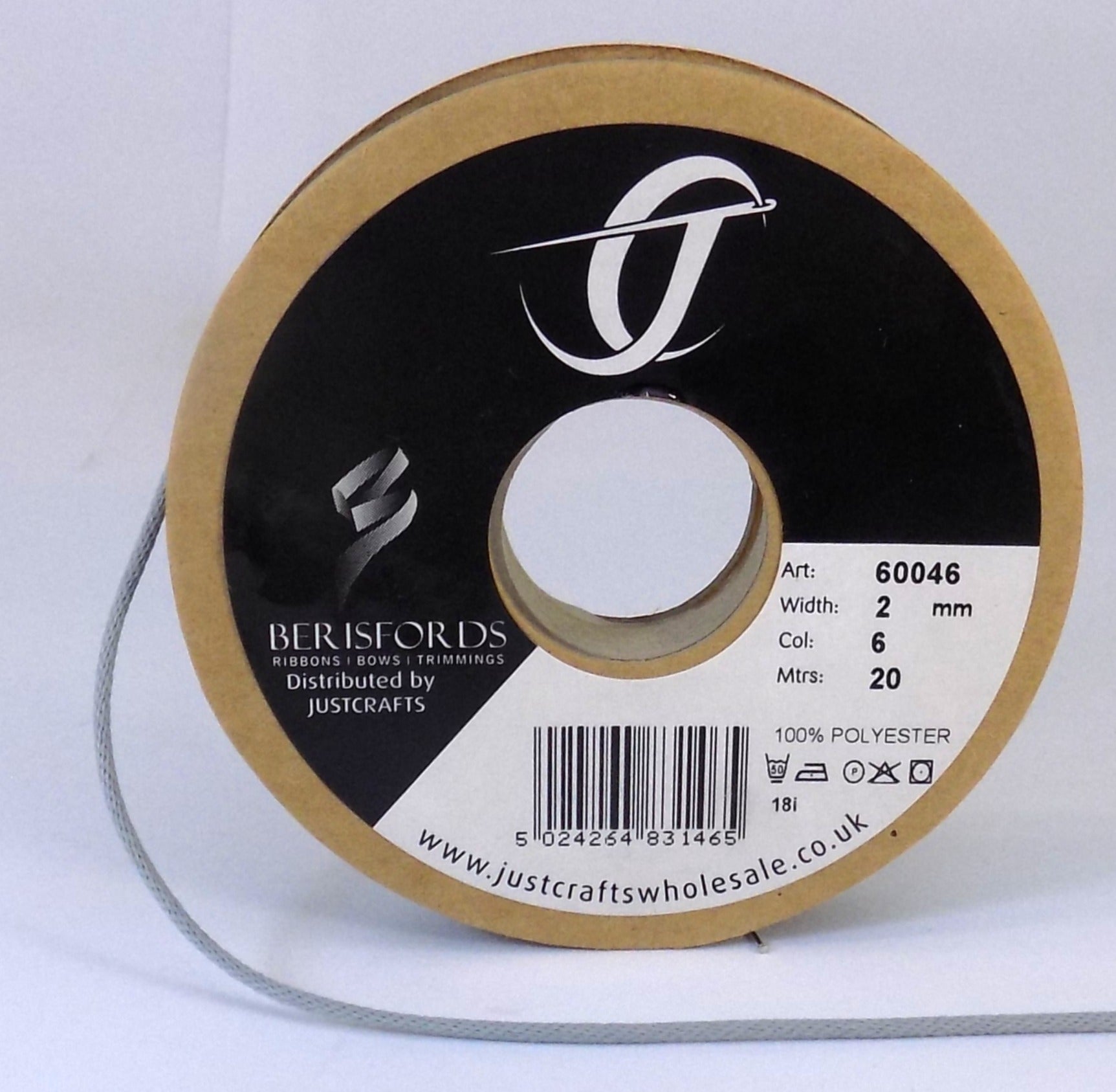 60046-6 - **BERISFORD TWINE 2mm COL6 LIGHT GREY