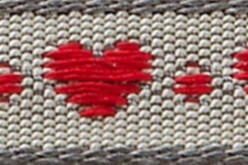 60191-10-7 - BERISFORD LITTLE HEART GREY/RED/SILVER 10mm X 10 METRE REEL