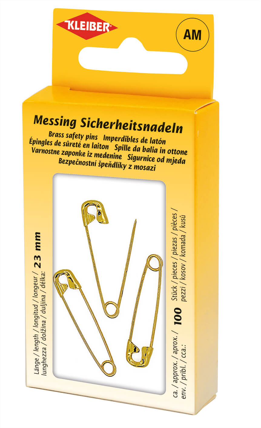 710-25 - BRASS SAFETY PIN  23mm (100pcs)  IN TIN 8 x 5cm