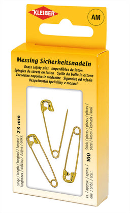 710-25 - BRASS SAFETY PIN  23mm (100pcs)  IN TIN 8 x 5cm
