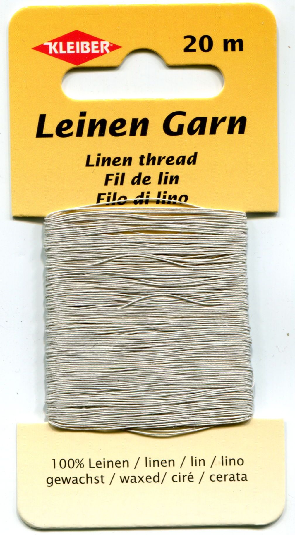 710-46 - KLEIBER WAXED LINEN THREAD LT GREY (20m CARD)