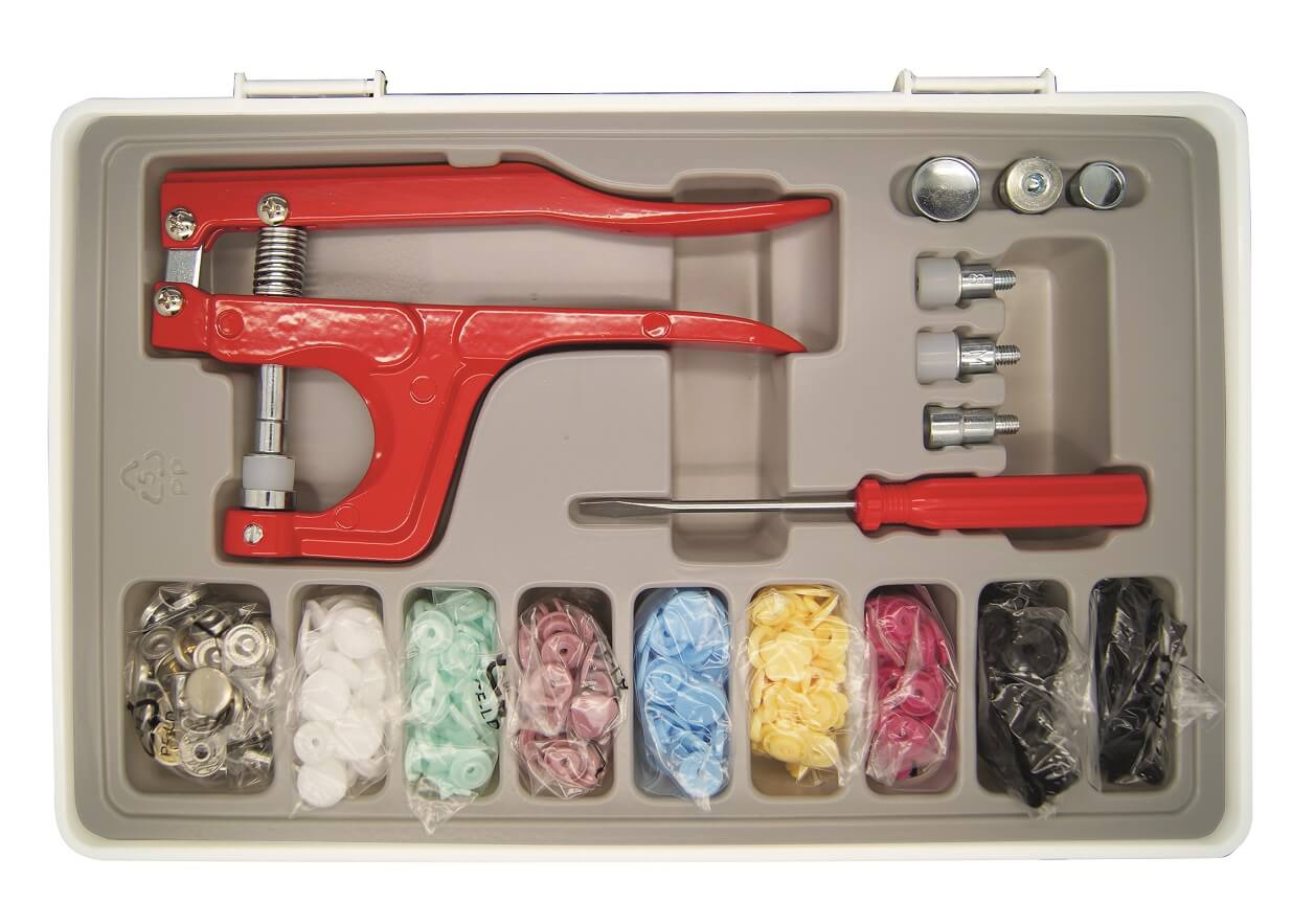 711-53 KLEIBER SNAP FASTENER SET WITH PLIERS 150 PIECE (SNAP 12mm)