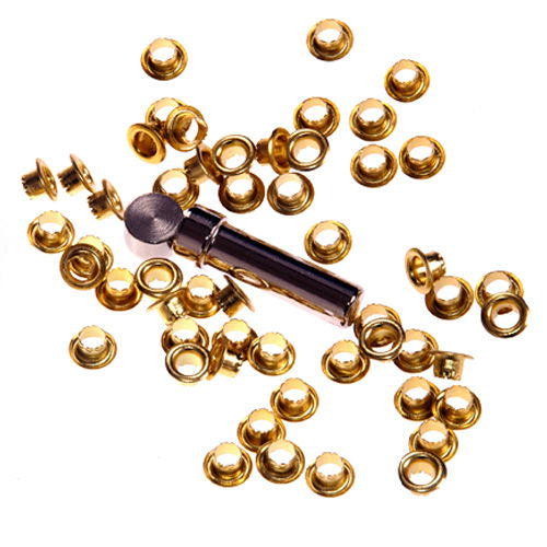 71391 - YELLOW BRASS EYELETS 3mm X 50 + TOOL