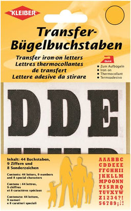 790-02B - BLACK IRON ON LETTERS (44) & NUMBERS (9)