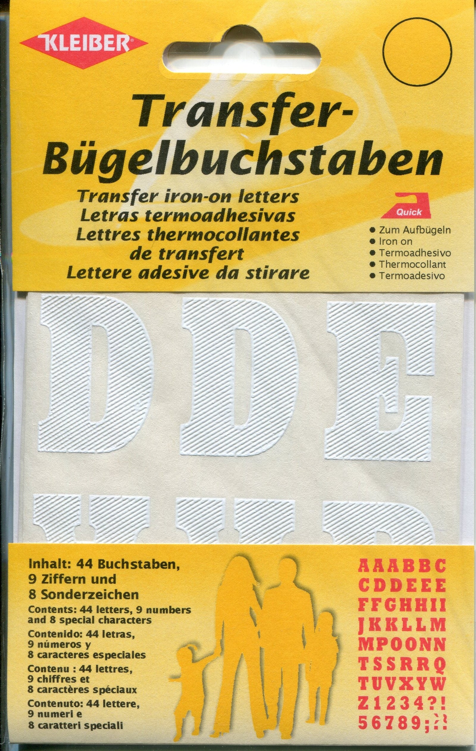 790-02W - WHITE IRON ON LETTERS (44) & NUMBERS (9)
