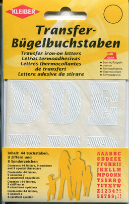 790-02W - WHITE IRON ON LETTERS (44) & NUMBERS (9)