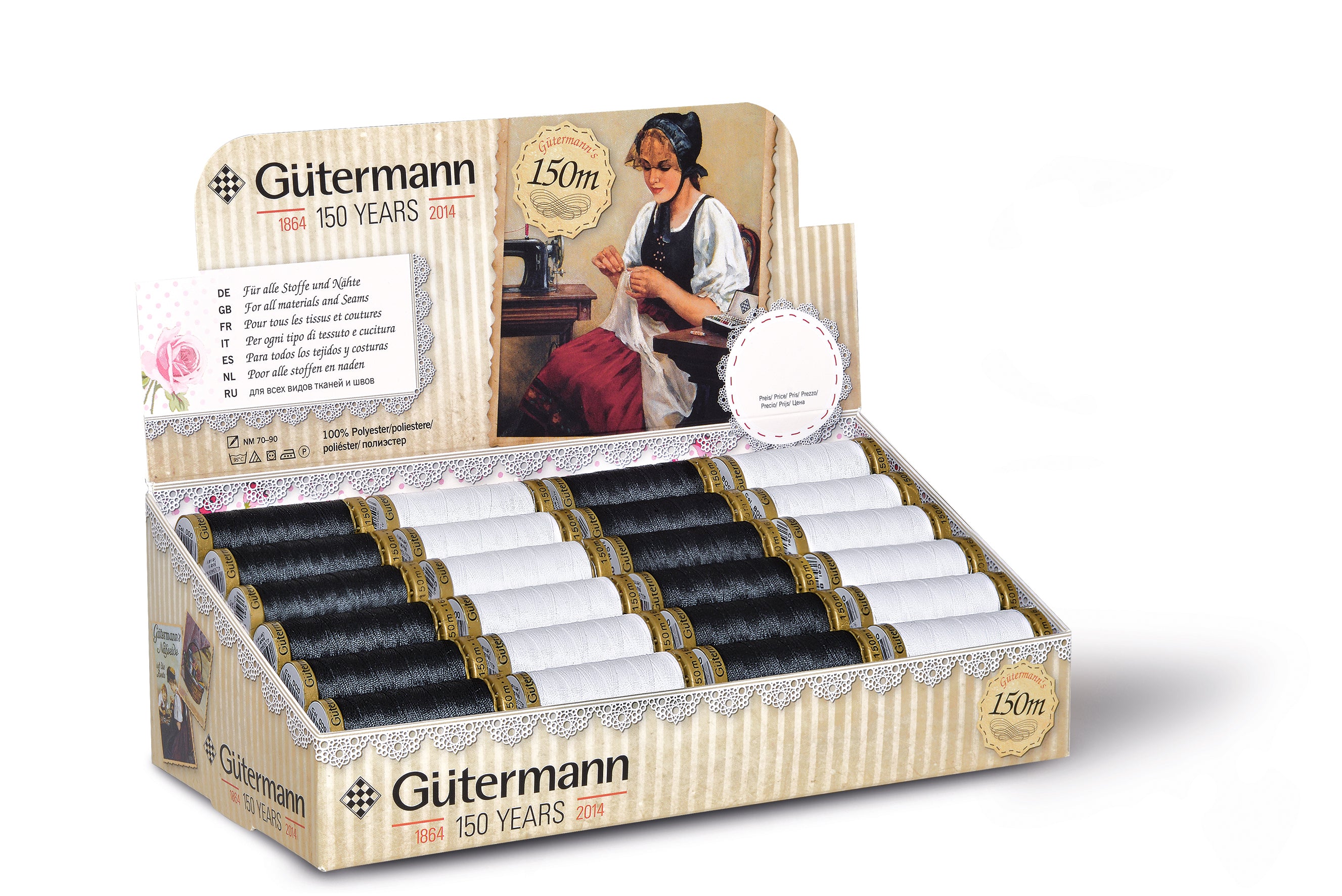 799661  **G'MANN COUNTER DISPLAY  48  x 150m REELS B& W only