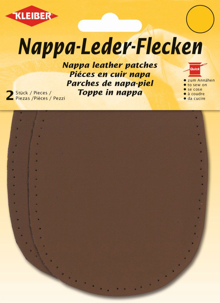 850-05 - REAL LEATHER PATCH 12.5 X 10cm (2pcs) BROWN