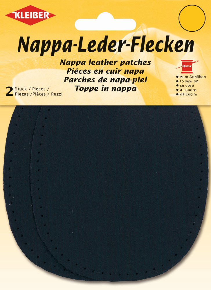 850-06 - REAL LEATHER PATCH 12.5 X 10cm (2pcs) DK BLUE