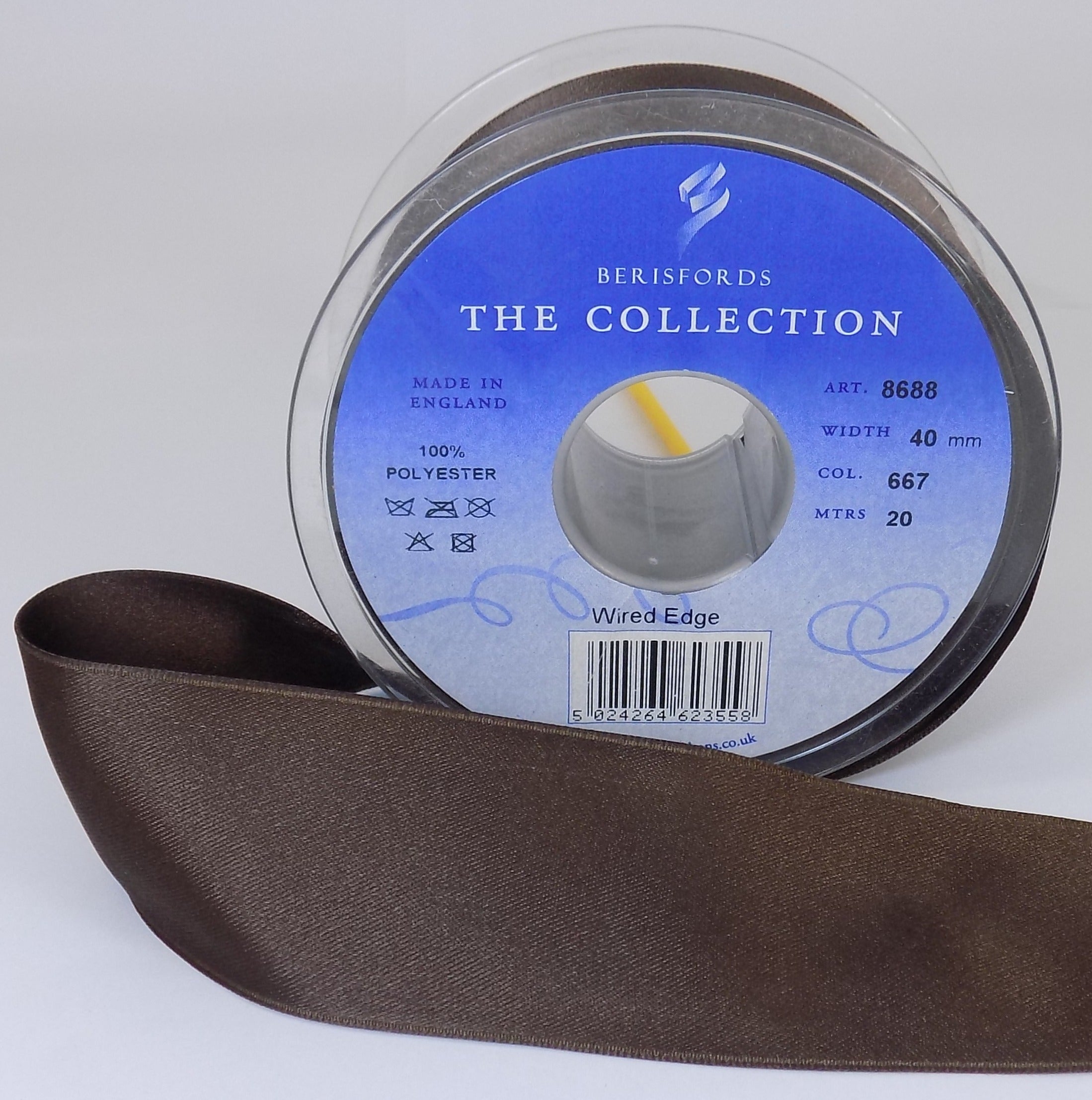 8688-40-667  **BERI WIRED SATIN 40MM  COL 667 BROWN