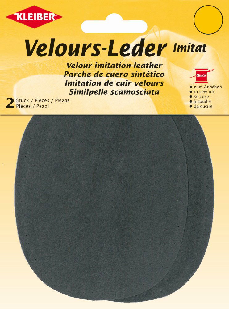 896-18 - VELOUR IMITATION LEATHER PATCH (X2) DARK GREY
