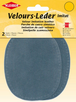 896-23 - VELOUR IMITATION LEATHER PATCH (X2) MID BLUE