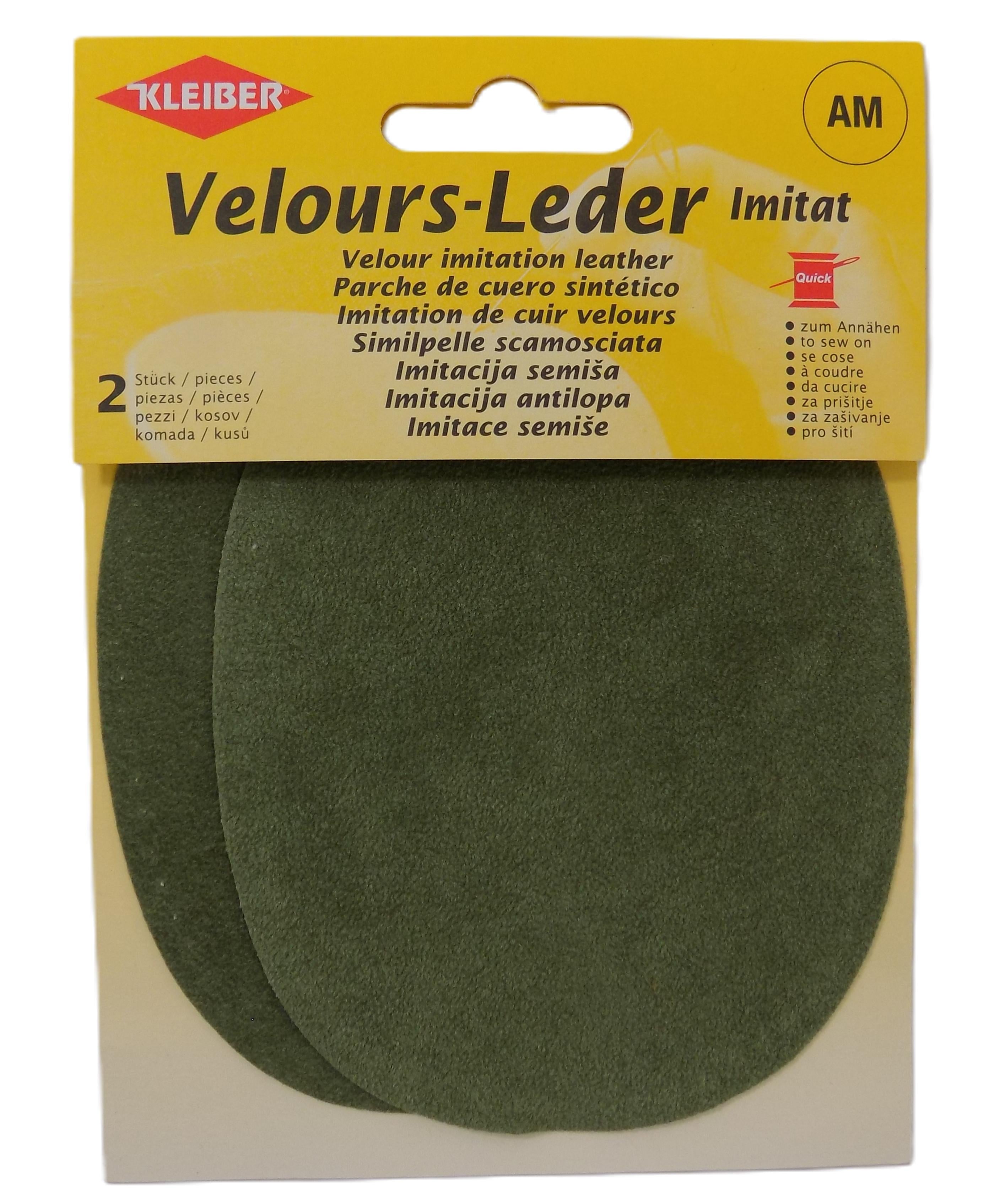 896-24 - VELOUR IMITATION LEATHER PATCH (X2) PALE GREEN