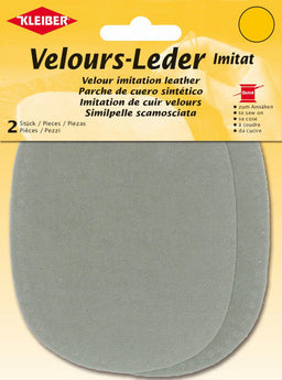 896-24 - VELOUR IMITATION LEATHER PATCH (X2) LT GREY