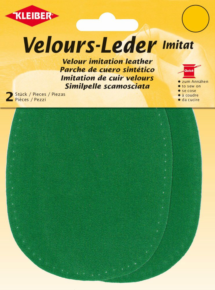 896-28 - VELOUR IMITATION LEATHER PATCH (X2) EMERALD (Granny)