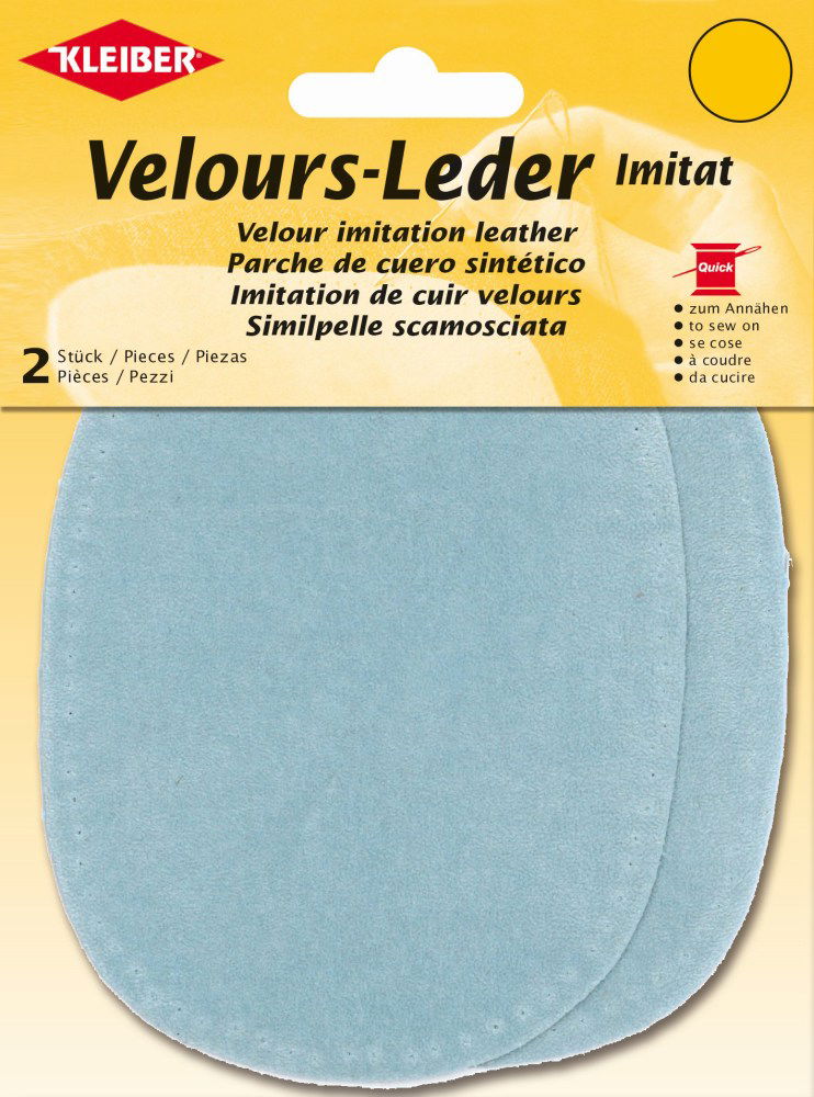 896-34 - VELOUR IMITATION LEATHER PATCH (X2) PALE BLUE (Anhydrite))