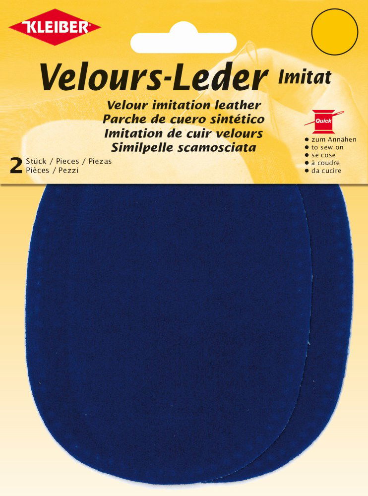 896-35 - VELOUR IMITATION LEATHER PATCH (X2) DARK ROYAL BLUE