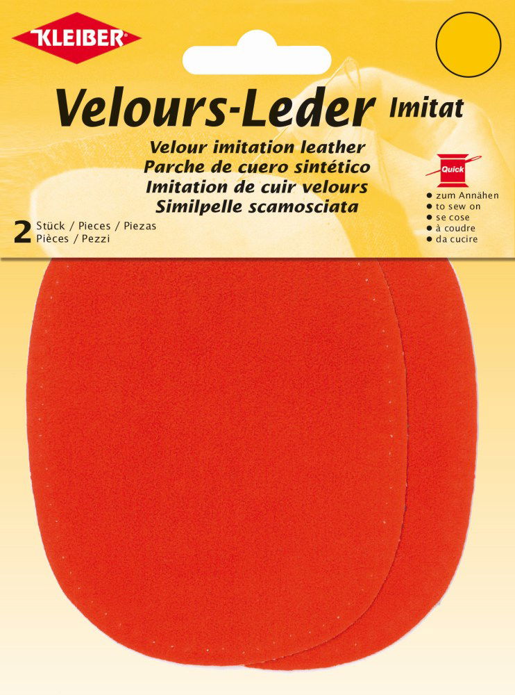 896-36 - VELOUR IMITATION LEATHER PATCH (X2) SCARLET