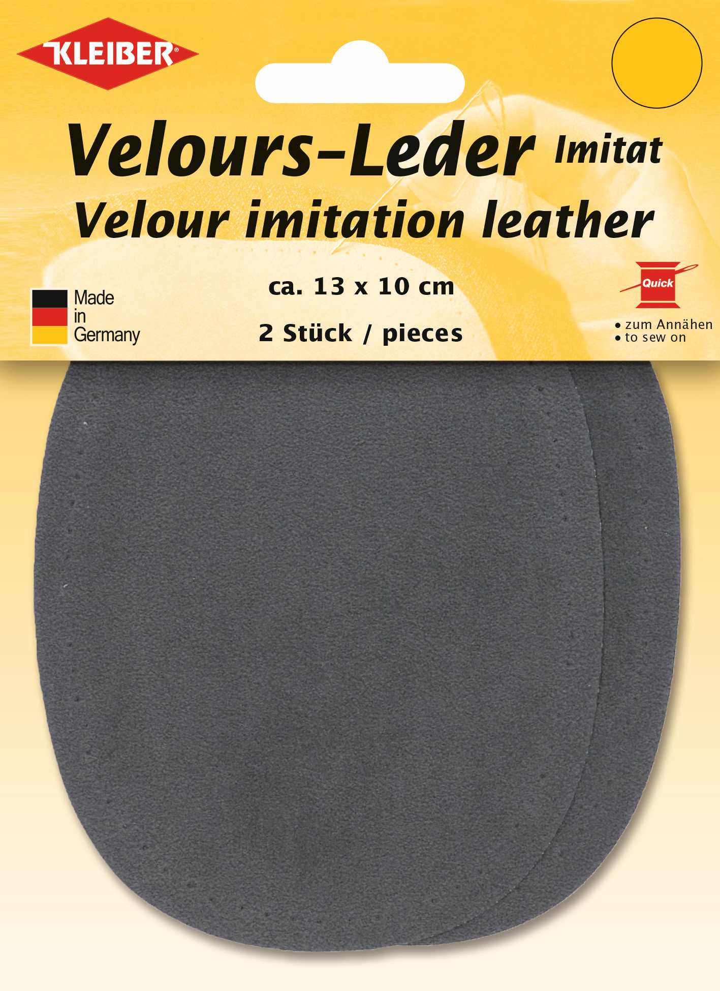 896-01 - VELOUR IMITATION LEATHER PATCH (X2) MID GREY