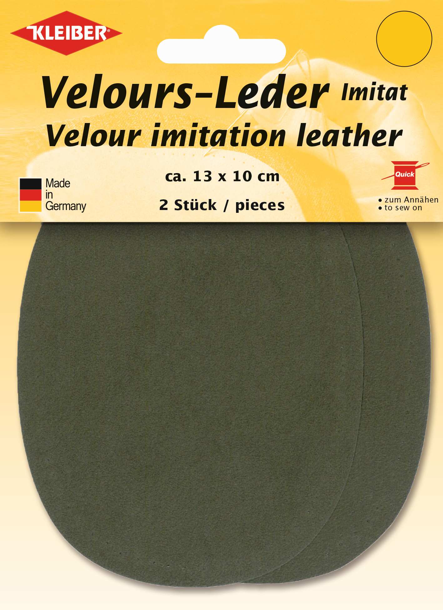 896-07 - VELOUR IMITATION LEATHER PATCH (X2) OLIVE