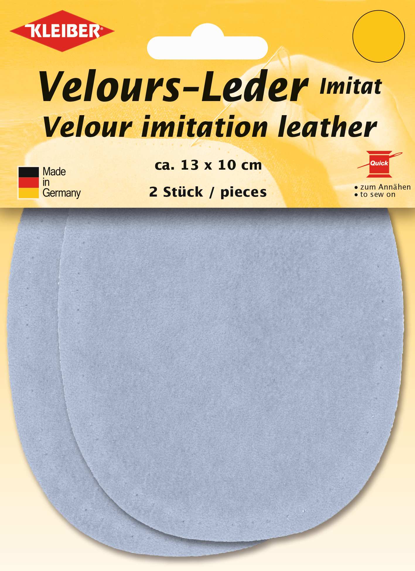 896-46 - VELOUR IMITATION LEATHER PATCH (X2) LIGHT GREY