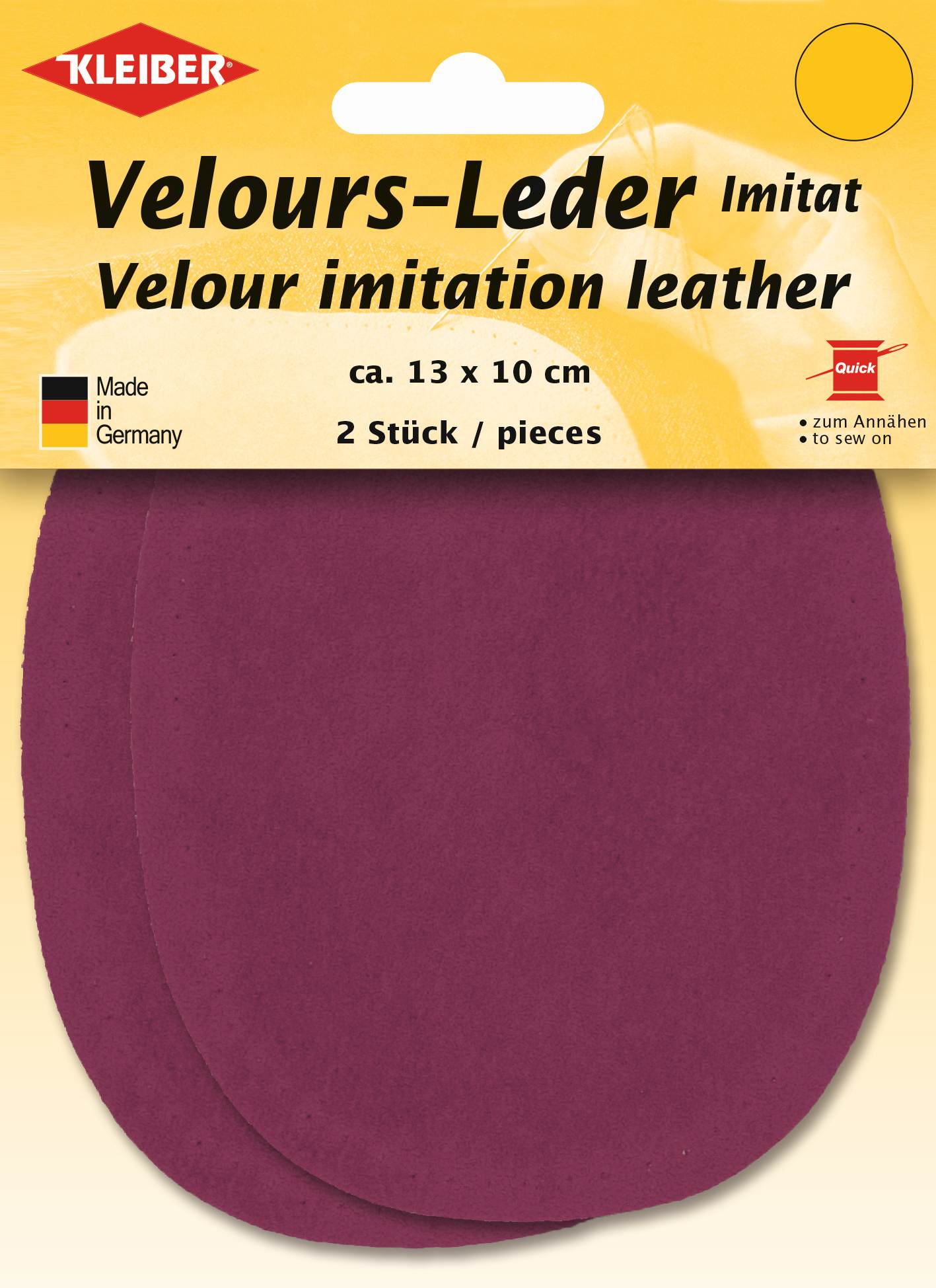 896-47 - VELOUR IMITATION LEATHER PATCH (X2) FUCHSIA (PLUM RED)