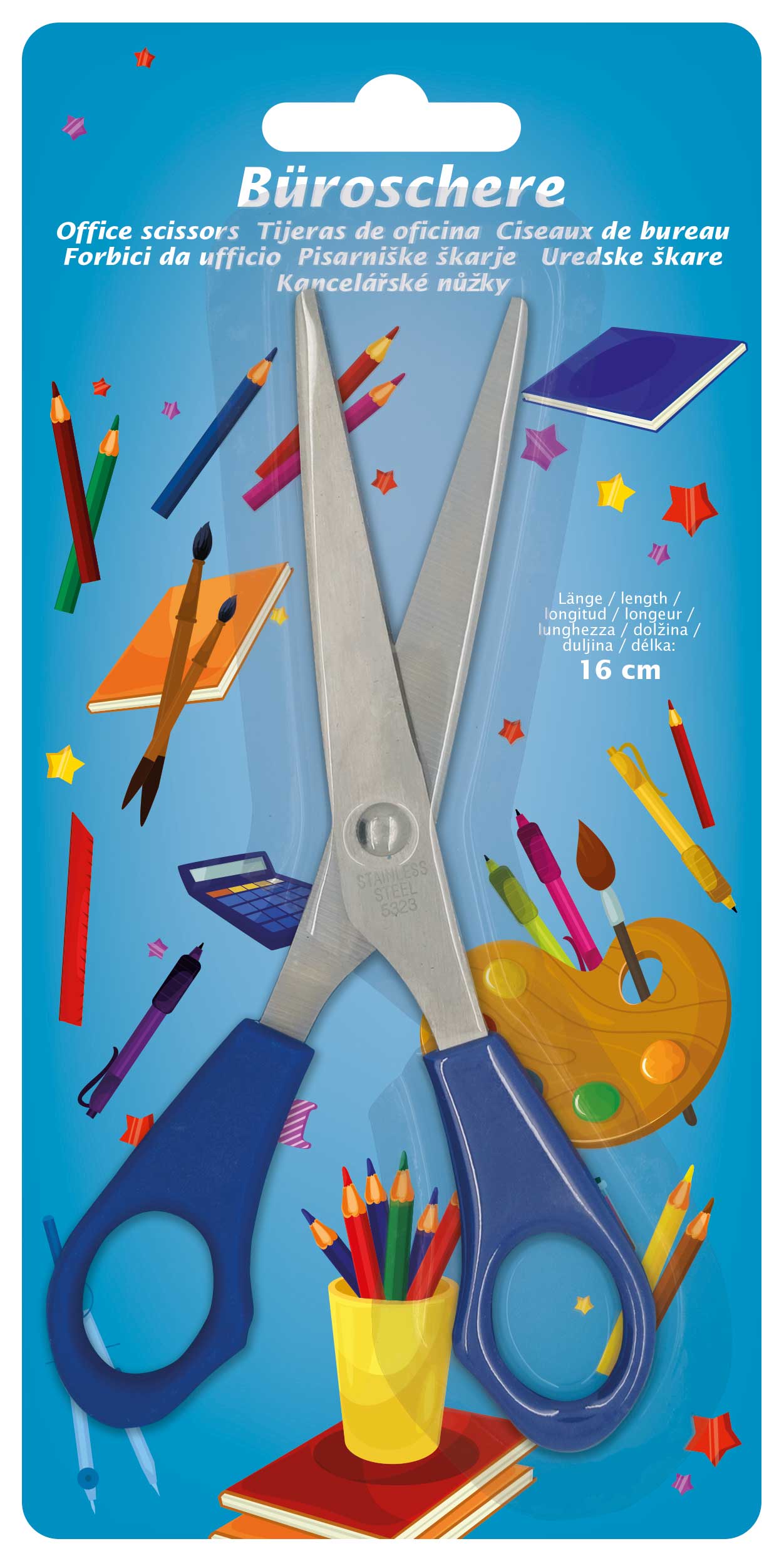 921-06 KLEIBER OFFICE SCISSORS APPROX. 160mm 1 PIECE BLUE