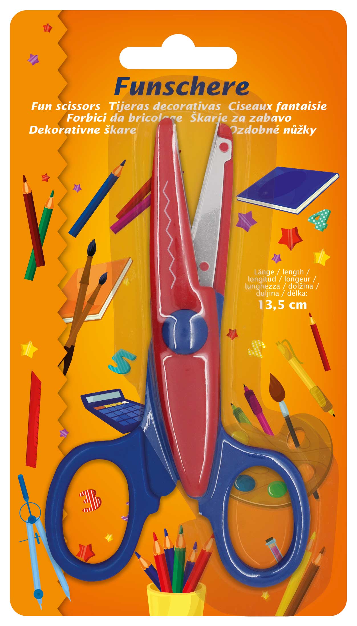 921-13 KLEIBER CONTOUR CUTTING SCISSORS ZIG ZAG CUT 135mm RED & BLUE