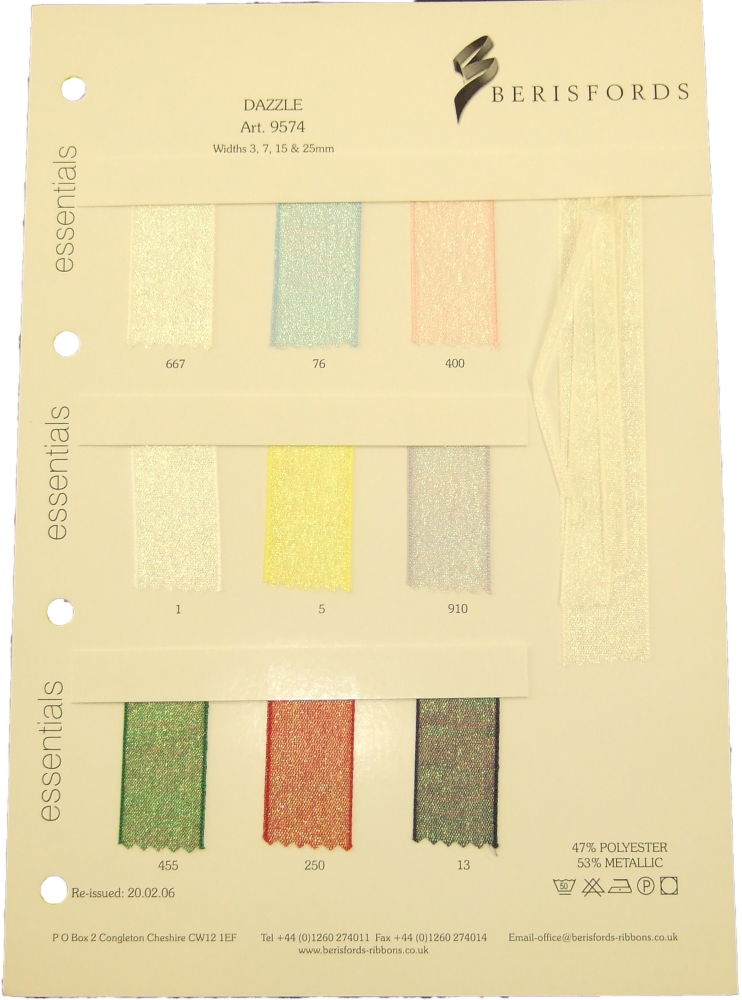 9574S - BERISFORD 9574 DAZZLE SHADE CARD