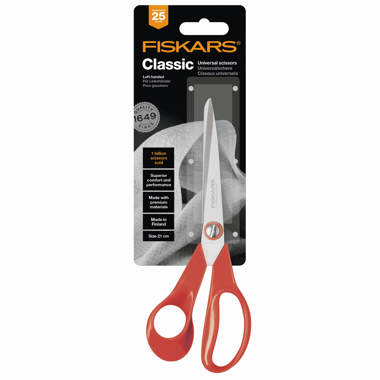 9850 - 1005147  FISKARS CLASSIC GENERAL PURPOSE LH 21cm